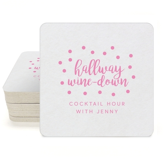 Confetti Dot Hallway Wine Down Square Coasters